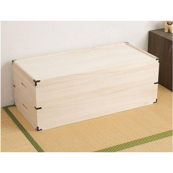 着物を約10から11枚収納 深型 2段 高さ34センチ 桐衣装箱 2段 桐箪笥