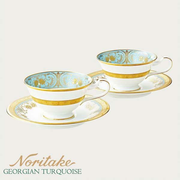 ノリタケ カップ＆ソーサーペア ジョージアンターコイズ 〈4857J