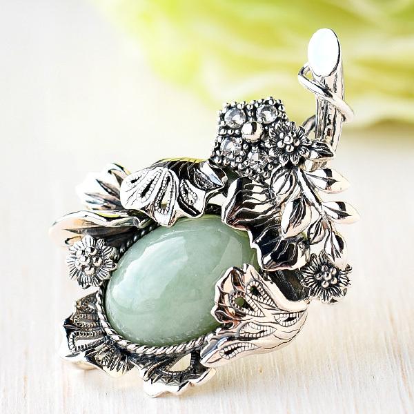 碌山 ウィリアムモリス ルリハコベ 翡翠 ブローチペンダント 国内唯一