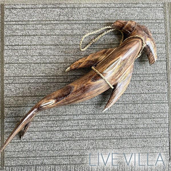 欠け有アウトレット】マリン 木彫り ハンマーシャーク 鮫 サメ 吊り