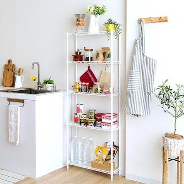 Luminous キッチンラック スリム 幅20cm 5段 ルミナスラテ ホワイト 白