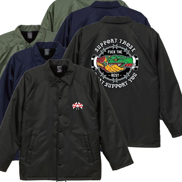 ハンドシェイク ボア付き コーチジャケット スネーク タトゥー 握手