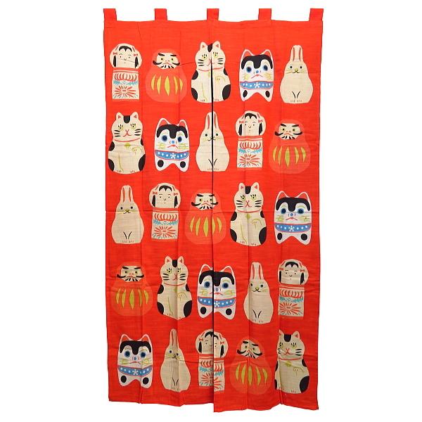 暖簾・のれん 「民芸達・赤」 : 祭屋 そなみ呉服店 - 通販 - Yahoo