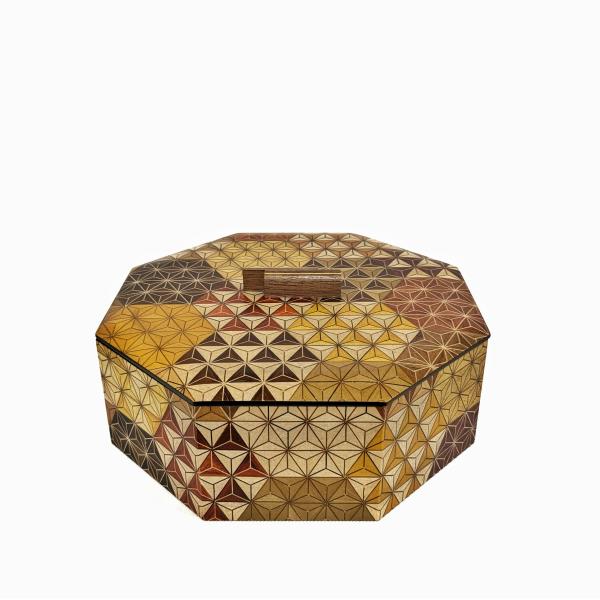 箱根寄木細工 八角の菓子器 麻の葉亀甲柄 収納箱 : MA by So Shi Te