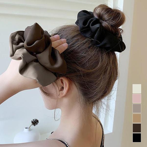 サテンヘアゴム シュシュ 無地3色 : Luna レディースファッション