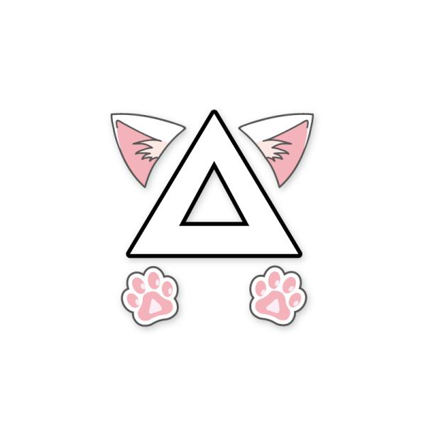 反射）原付二種 三角 白猫 ネコ ステッカー 猫 バイク 125cc サンカク