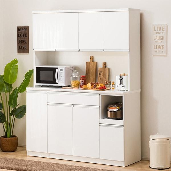 ニトリ（NITORI） 幅150cm 食器棚(レジューム 150TF-H WH/150TH-R WH