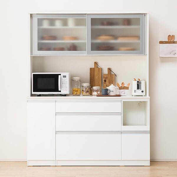 ニトリ（NITORI） 幅150cm 食器棚(レジューム 150AG-S WH/150QL-R WH