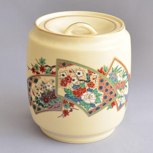 水指 茶道具 加藤昌山 作 仁清扇面草花水指 : 茶道具専門店 (有)菊池