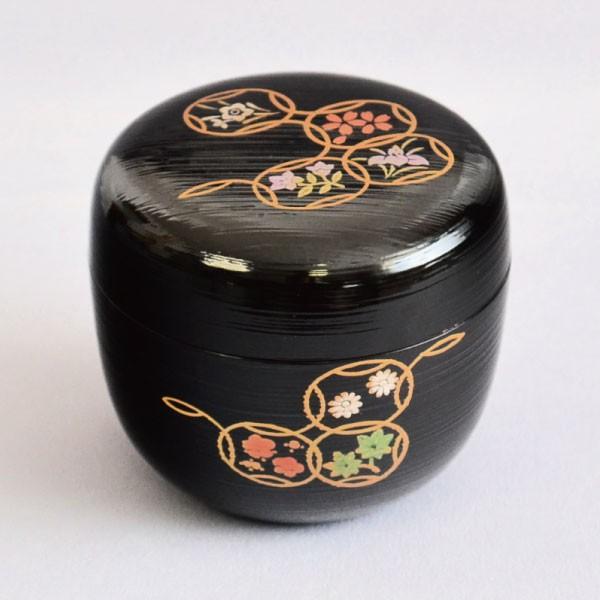 茶道具 棗 木製 黒刷毛目塗 花七宝蒔絵 白粉解棗 : 茶道具専門店 (有