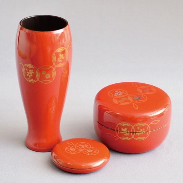 茶箱用棗 茶道具 P.C.製 茶箱用 朱塗七宝蒔絵棗 三点セット : 茶道具