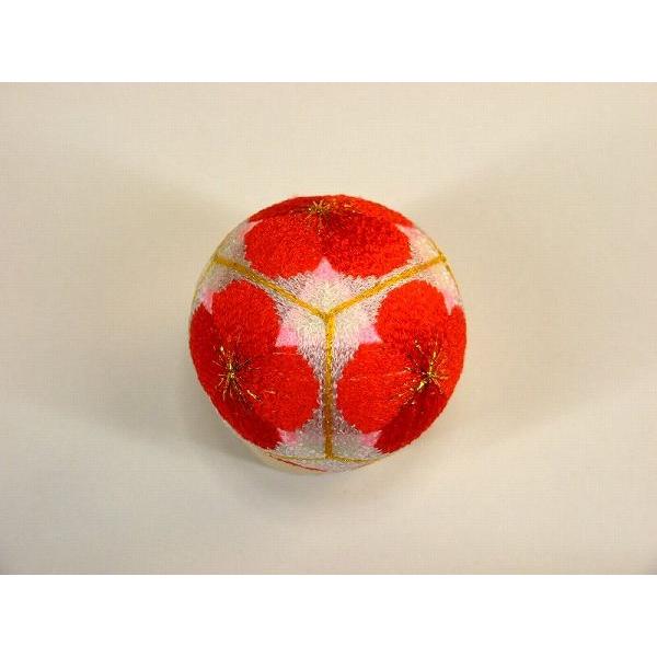 柳川まり小まり20cm【六つ花赤梅】耐光堅牢染手作りてまり・さげ