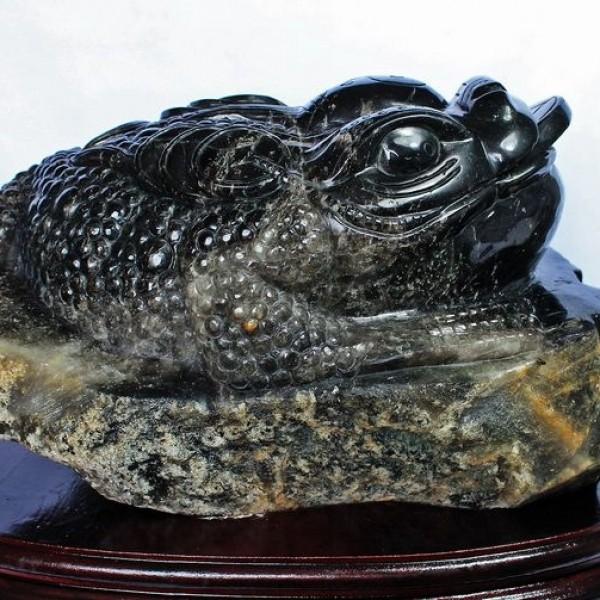 43.5Kg 黒水晶（モリオン 原石 本物 ）金蟾 同梱不可(特大品