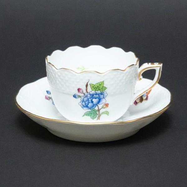 ヘレンド（HEREND） ヴィクトリア・花と蝶 モカカップ＆ソーサー