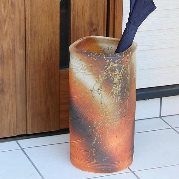 傘立て 陶器 おしゃれ 信楽焼 かさたて 和風 傘入れ モダン 緋色 玄関