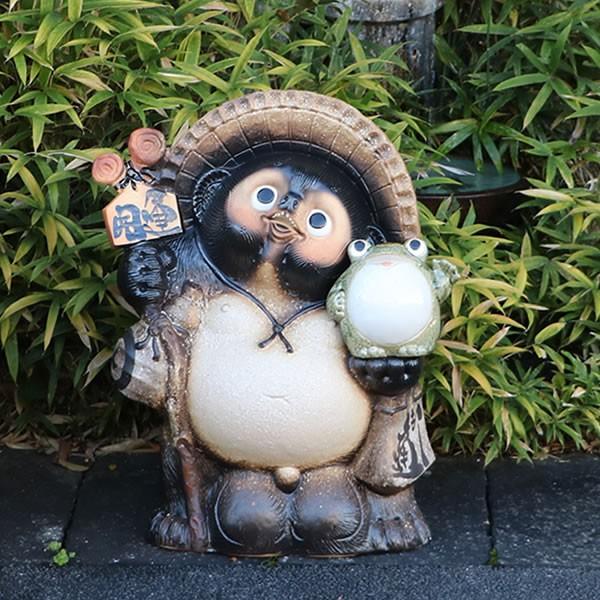 信楽焼 20号古信楽蛙持ち開運狸 たぬき タヌキ 開運 縁起物 可愛い