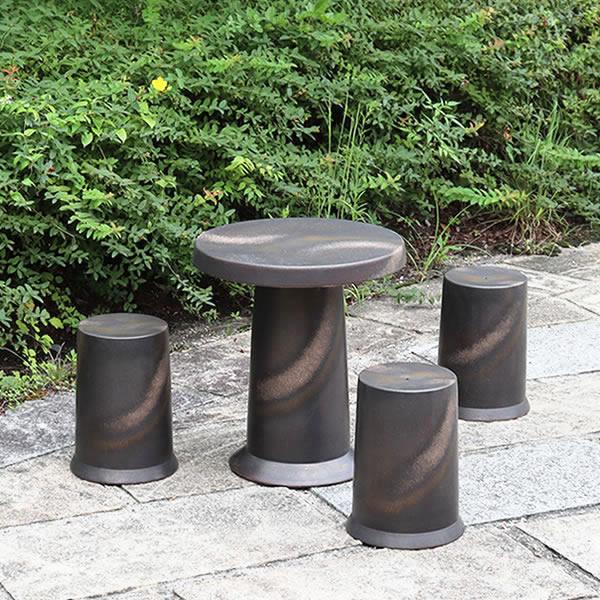 信楽焼 ガーデンテーブル 陶器テーブルセット 庭園テーブル イス