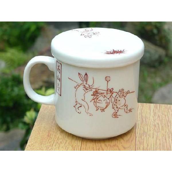 京焼 清水焼 鳥獣戯画蓋付きマグカップ a柄赤絵 : 松韻堂 Yahoo!店