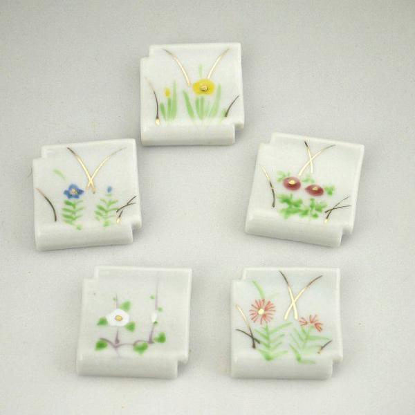 京焼 清水焼 瓦五草花箸置き セット 芳山 : 松韻堂 Yahoo!店 - 通販