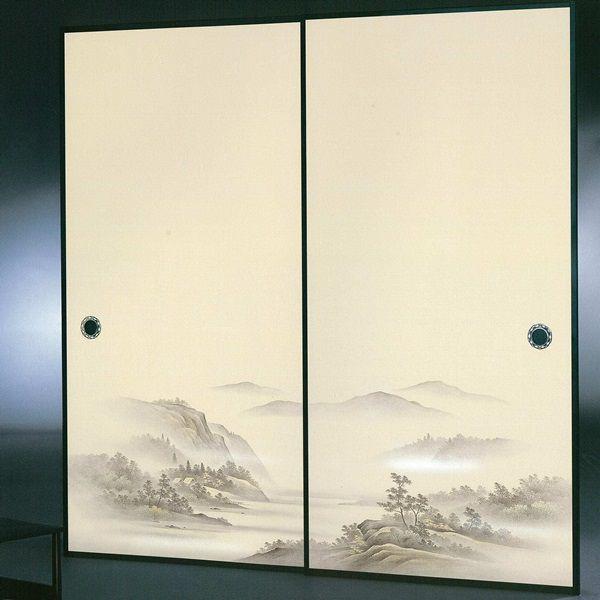 高級織物襖紙 伝統手加工襖絵 No．163 2枚組 （襖紙/ふすま紙