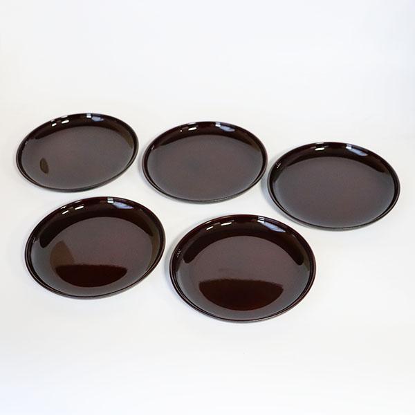 銘々皿 溜塗り 5枚 漆器 和食器 菓子皿 取り皿 ケーキ皿 デザート皿