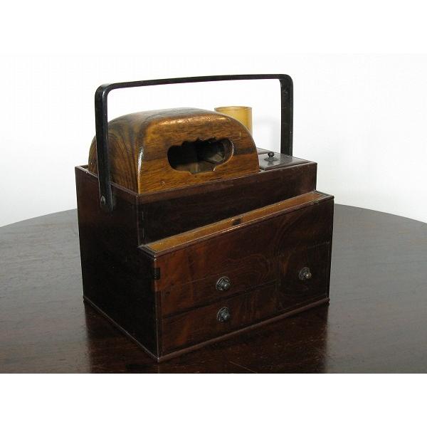 レトロ アンティーク 時代もの 桑製 小引出付 煙草盆 嗜好品 喫煙道具