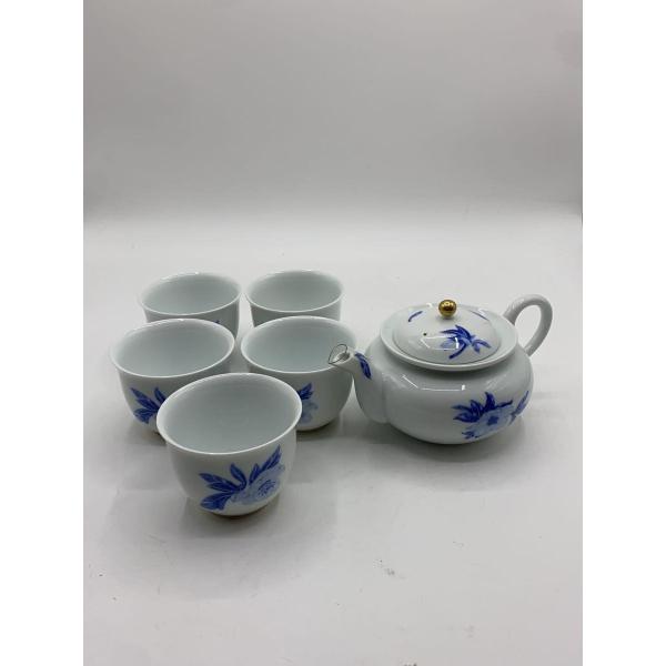 深川製磁◇湯呑/6点セット/WHT/急須湯呑揃/オリエンタルブルー