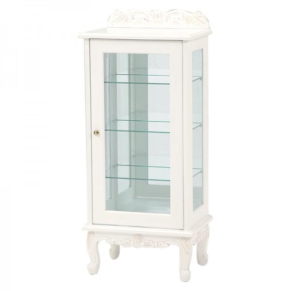 ガラスキャビネット ガラスケース キュリオ 猫脚 ホワイト ロココ調