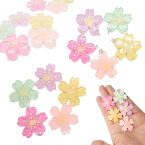 チャーム・デコパーツ (147) パステル桜パーツ(カン有り/カン無し)1個