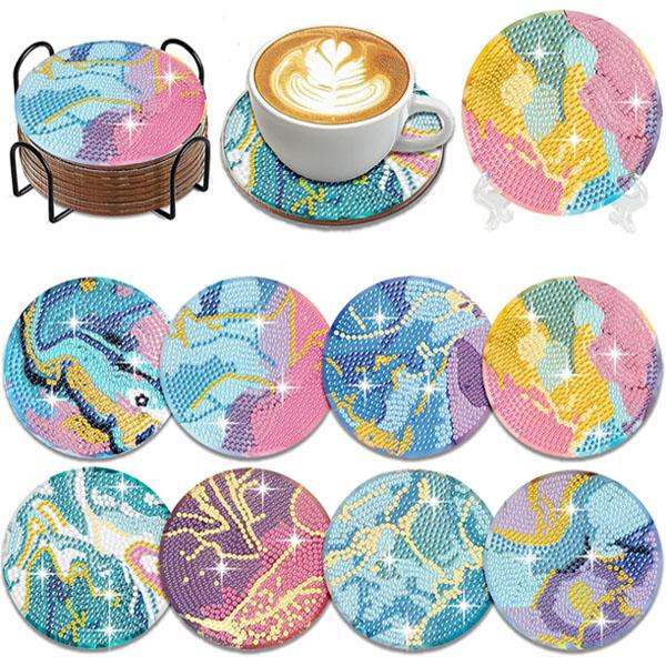 コースター 制作キット ダイヤモンドアート 8枚 マーブル模様 パステル