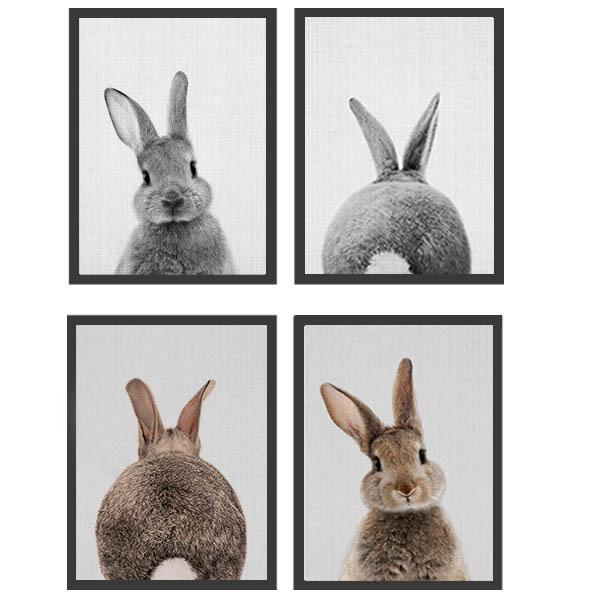 2枚セット 33×43cm アートパネル 枠付きフレーム絵画 うさぎ もふもふ