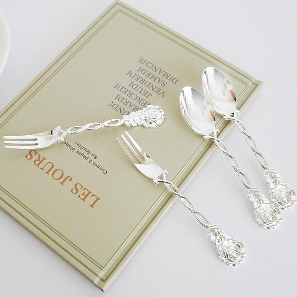 カトラリー 2本セット スプーン フォーク クラシカルローズ シルバー