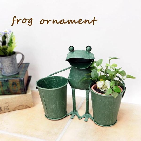 カエル プランター 植木鉢 置物 雑貨 ブリキ 蛙 オブジェ オーナメント