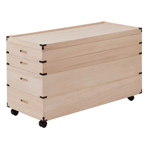 キャスター付き桐衣装箱 4段 高さ51 隅金具付 桐ケース 衣装ケース