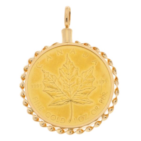 K24 K18 コインペンダント カナダ メイプルリーフ 50ドル 1オンス 1986