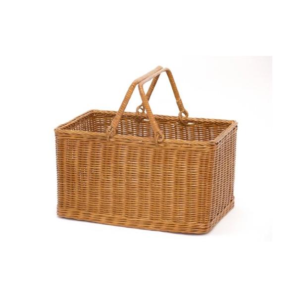 籐 かご バスケット ハンドルが倒せる ラタン 収納かご 買い物かご