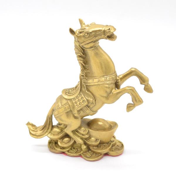 十二支 干支 馬 午 置物 銅製 うまくいく 15cm 縦型 元宝 : 横浜中華街
