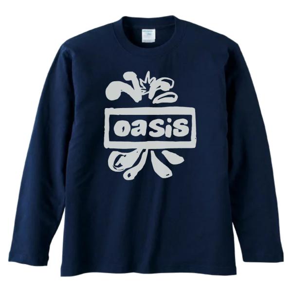 音楽 バンド オアシス Oasis 長袖 ロングスリーブ Tシャツ ネイビー