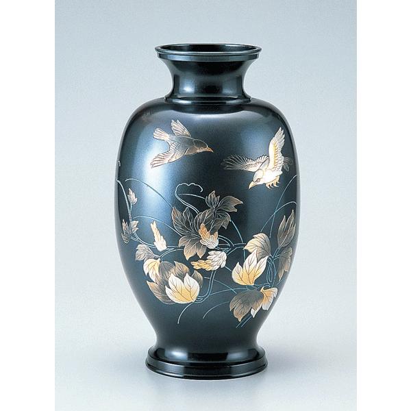 高岡銅器 銅製花瓶 鳳祥 小鳥 12号 美術工芸品 記念品 花活 : 日本もの