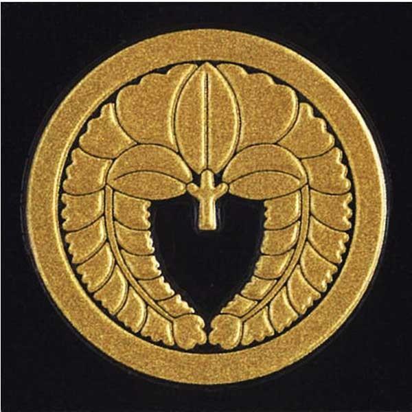 家紋 蒔絵シール 家紋ステッカー 「 丸に下り藤 」 金 30mm : TOYO