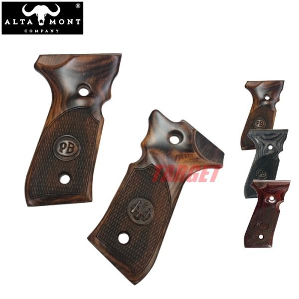 アルタモント ベレッタ M92F用 木製グリップ チェッカー パネル ロゴ
