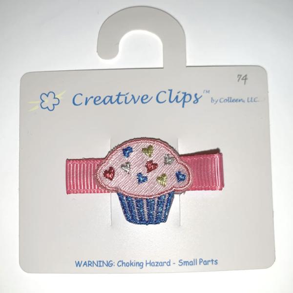 ヘアクリップ （ベビー キッズ用） ヘアピン （ピンク カップケーキ