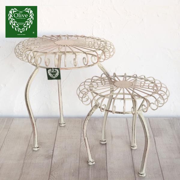 エレガント 花台 2サイズセット ガーデニング アイアン 花置き台