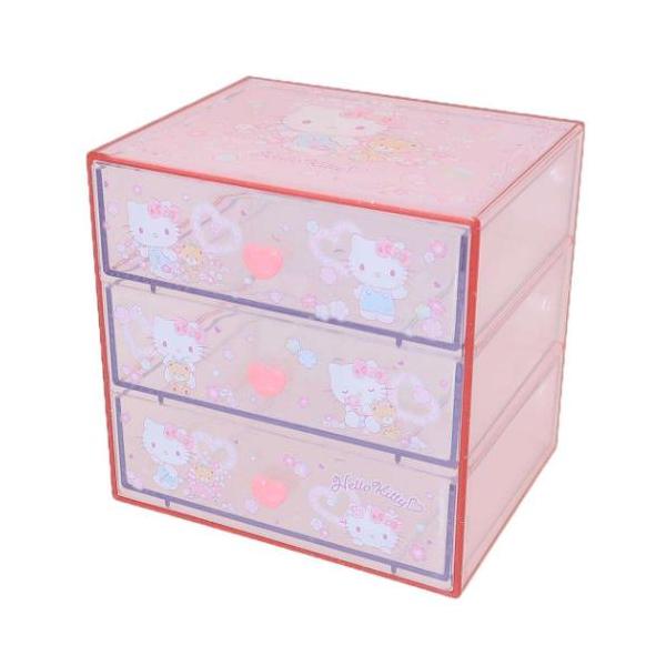 卓上収納 3段チェスト ハローキティ サンリオ ケイカンパニー 小物入れ