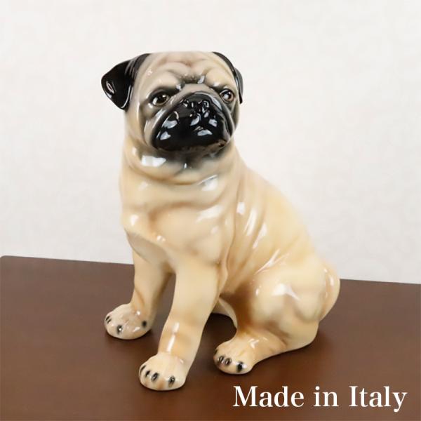 置物 犬 パグ オブジェ 動物 イタリア製 陶磁器 41066 置き物 おしゃれ