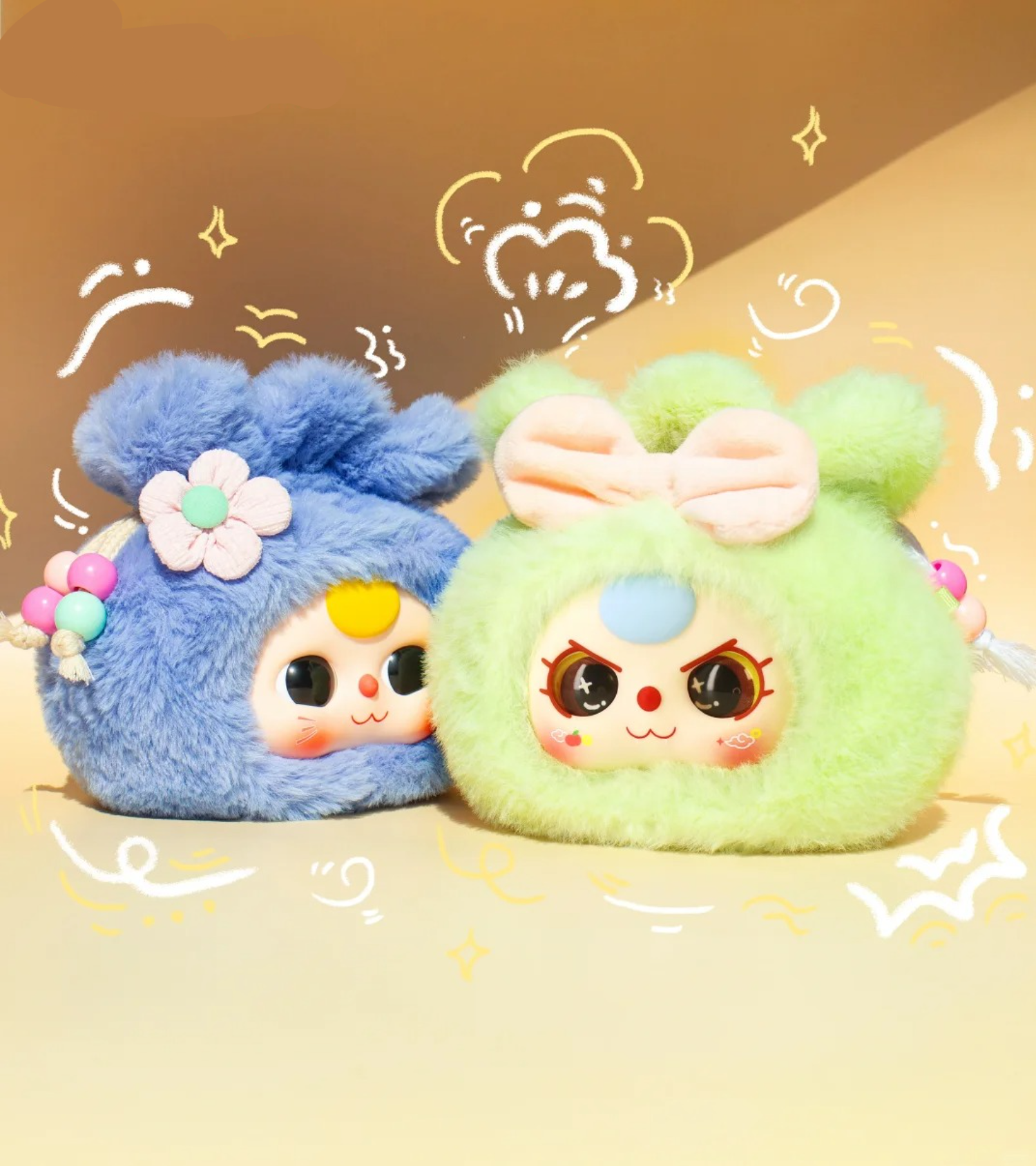 ベビースリー幸運巾着シリーズ・1個】ブラインドボックス ぬいぐるみ