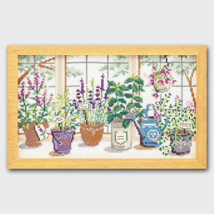 クロスステッチフレーム＜窓辺のハーブ＞ | リバティ 生地、編み物