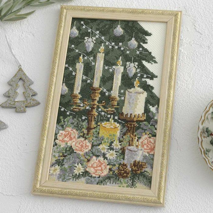 クロスステッチミニフレーム＜睡蓮：ロサンゼルスカウンティ美術館