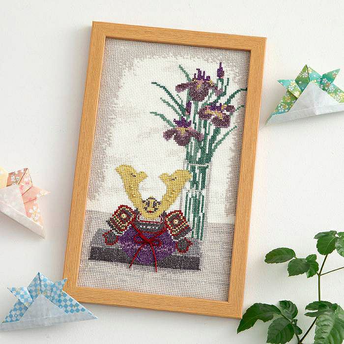 クロスステッチフレーム＜兜と菖蒲＞ | リバティ 生地、編み物、刺繍