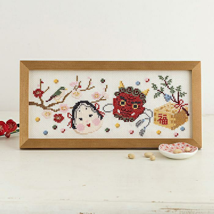 クロスステッチフレーム＜花に囲まれて＞ | リバティ 生地、編み物